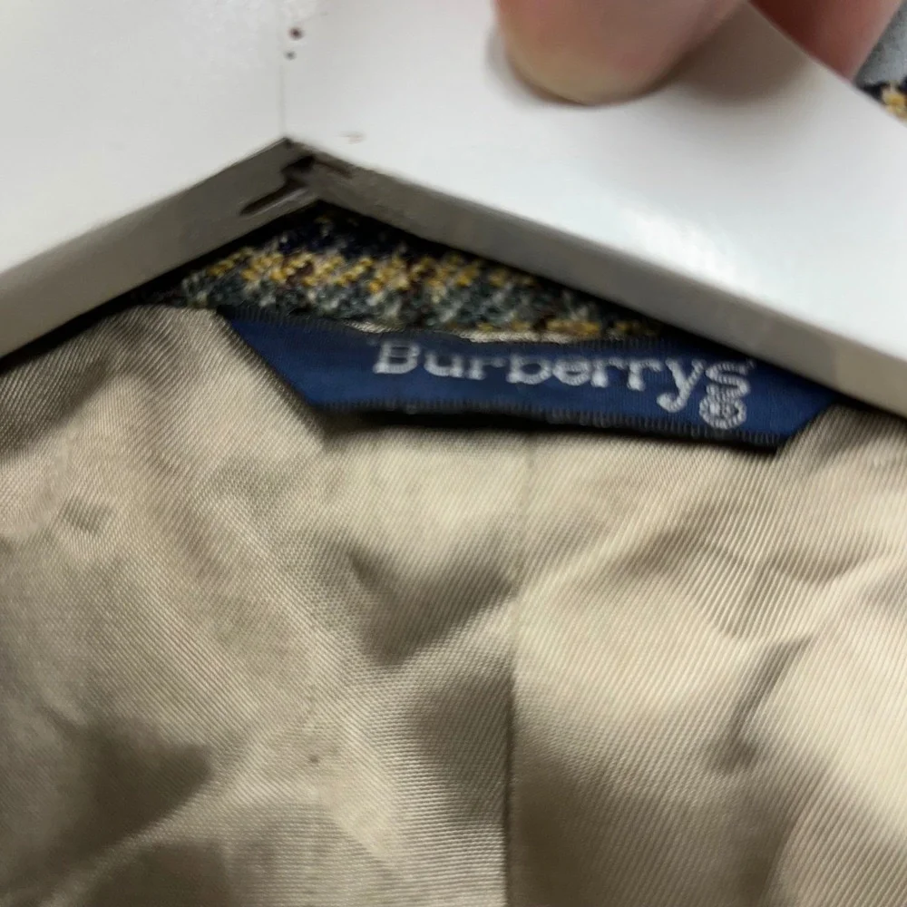 VTG Burberrys Men Blazer Houndstooth suit jacket Sport Coat Brown 1/2 canvas 42R - Picture 10 of 16